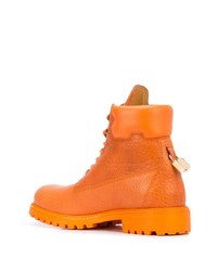 Bottes de travail en cuir orange Buscemi