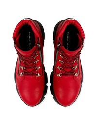 Bottes de travail en cuir rouges Giuseppe Zanotti