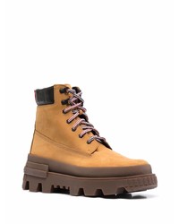 Bottes de travail en cuir tabac Moncler