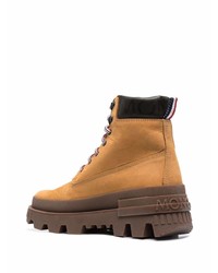 Bottes de travail en cuir tabac Moncler