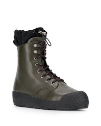 Bottes de travail en cuir vert foncé Bally