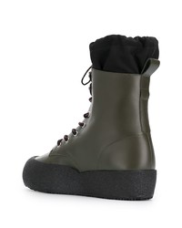 Bottes de travail en cuir vert foncé Bally