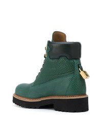 Bottes de travail en cuir vert foncé Buscemi