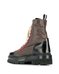 Bottes de travail en toile marron foncé Bally