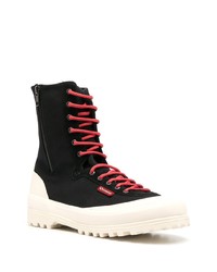 Bottes de travail en toile noires et blanches Superga