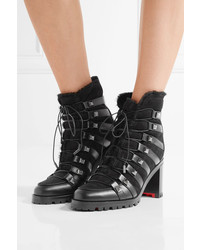 Bottes en cuir à clous noires Christian Louboutin