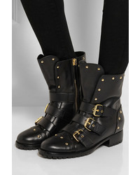 Bottes en cuir à clous noires Giuseppe Zanotti