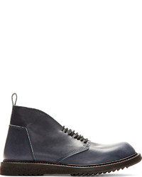 Bottes en cuir bleu marine Rick Owens