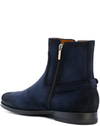 Bottes en cuir bleu marine Santoni