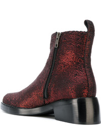 Bottes en cuir bordeaux Ann Demeulemeester