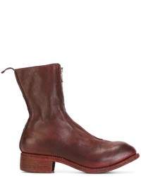 Bottes en cuir bordeaux Guidi