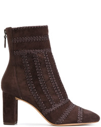 Bottes en cuir brodées marron foncé