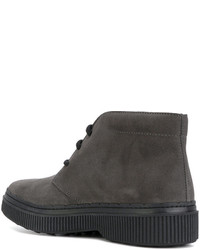 Bottes en cuir gris foncé Tod's