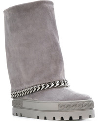 Bottes en cuir grises Casadei