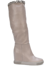 Bottes en cuir grises Casadei