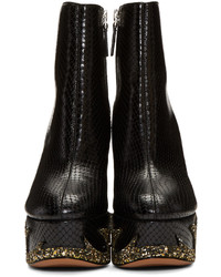 Bottes en cuir imprimées serpent noires Marc Jacobs
