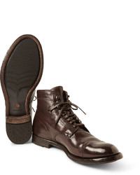 Bottes en cuir marron foncé Officine Creative