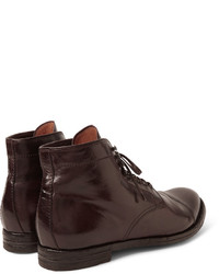 Bottes en cuir marron foncé Officine Creative