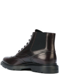 Bottes en cuir marron foncé Hogan