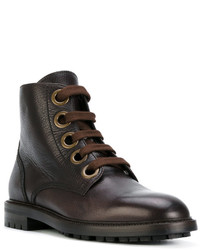 Bottes en cuir marron foncé Dolce & Gabbana