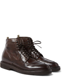 Bottes en cuir marron foncé Officine Creative