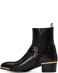 Bottes en cuir noires Versace