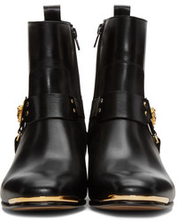 Bottes en cuir noires Versace