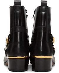 Bottes en cuir noires Versace