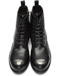 Bottes en cuir noires Alexander McQueen