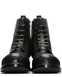 Bottes en cuir noires Alexander McQueen