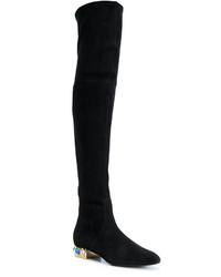 Bottes en cuir ornées noires Casadei