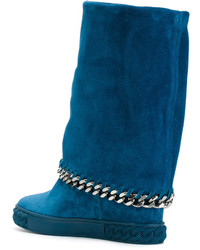 Bottes en daim bleues Casadei