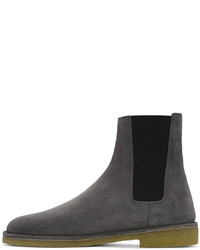 Bottes en daim gris foncé Saint Laurent