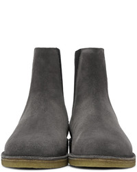 Bottes en daim gris foncé Saint Laurent