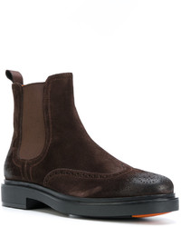 Bottes en daim marron foncé Santoni