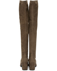 Bottes en daim marron Saint Laurent