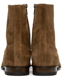 Bottes en daim marron Alexander McQueen