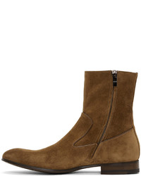 Bottes en daim marron Alexander McQueen