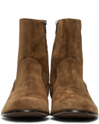 Bottes en daim marron Alexander McQueen