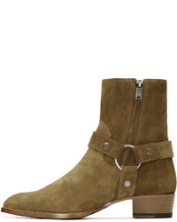 Bottes en daim moutarde Saint Laurent