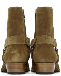 Bottes en daim moutarde Saint Laurent