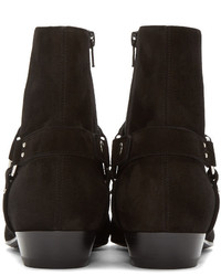 Bottes en daim noires Saint Laurent