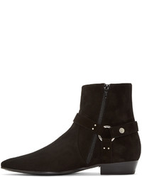 Bottes en daim noires Saint Laurent