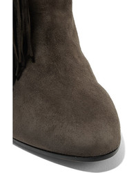 Bottes en daim ornées gris foncé Aquazzura