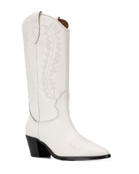 Bottes hauteur genou en cuir blanches Paris Texas