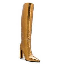 Bottes hauteur genou en cuir dorées Casadei