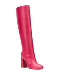 Bottes hauteur genou en cuir fuchsia RED Valentino