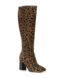 Bottes hauteur genou en cuir imprimées léopard tabac Dvf Diane Von Furstenberg