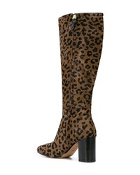 Bottes hauteur genou en cuir imprimées léopard tabac Dvf Diane Von Furstenberg