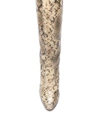Bottes hauteur genou en cuir imprimées serpent beiges Tommy Hilfiger